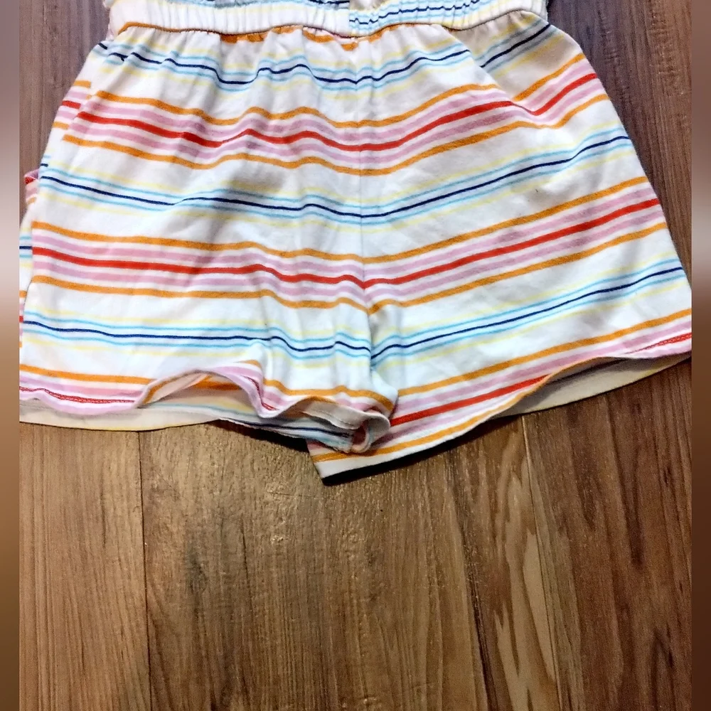 Cat & Jack Girls Rainbow Striped Cross Back Knit Sleeveless Romper Shorts Size 8 - Picture 9 of 15
